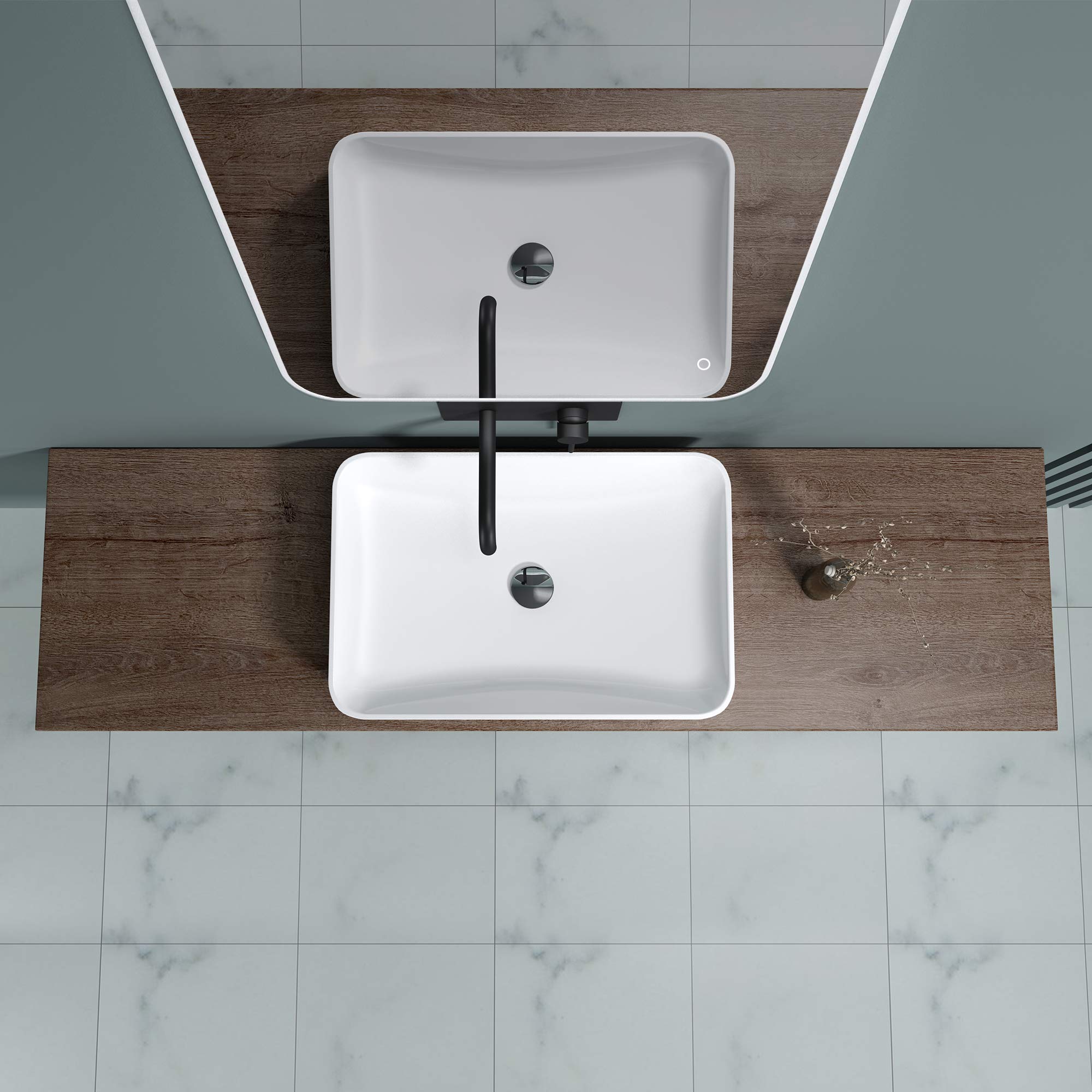 doporro Mensola Sospesa Porta Lavabo 45x80 cm in Legno Marrone, Consolle da Parete per Lavabo da Appoggio, Mobile da Bagno con Staffe Platte01