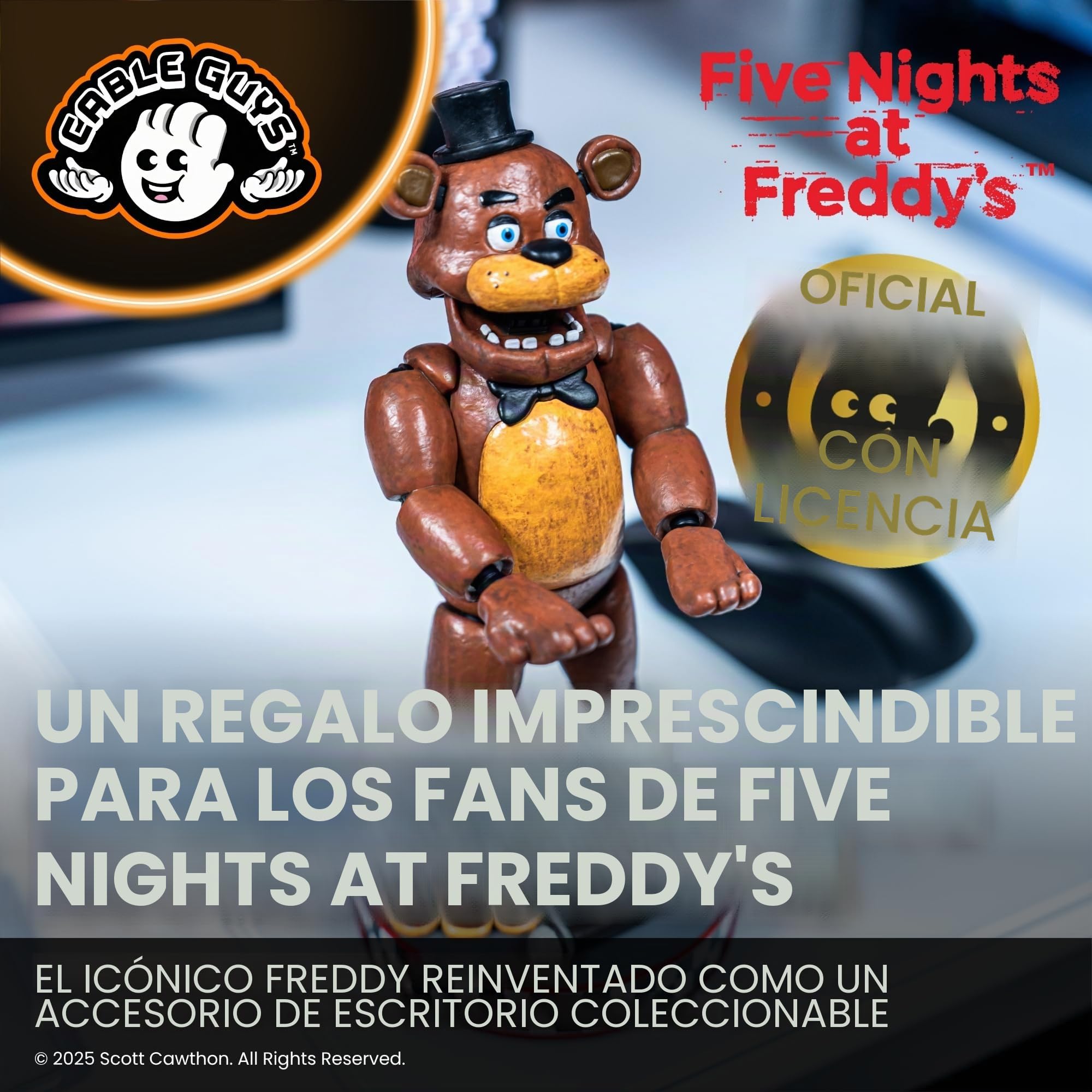 Cableguys Five Nights At Freddy'S Freddy Soporte Mando y Movil - Figuras Soporte para movil y Mando, Compatible con Xbox, PlayStation y la mayoría de mandos estándar, Accesorios Escritorio Gaming