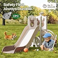 Vista 6 de Mloong Tobogán 7 en 1 para Niños Pequeños, Tobogán para Niños Pequeños Bebés de 1-3 Años, Interior y Exterior con Aro de Baloncesto Golf Mejorado