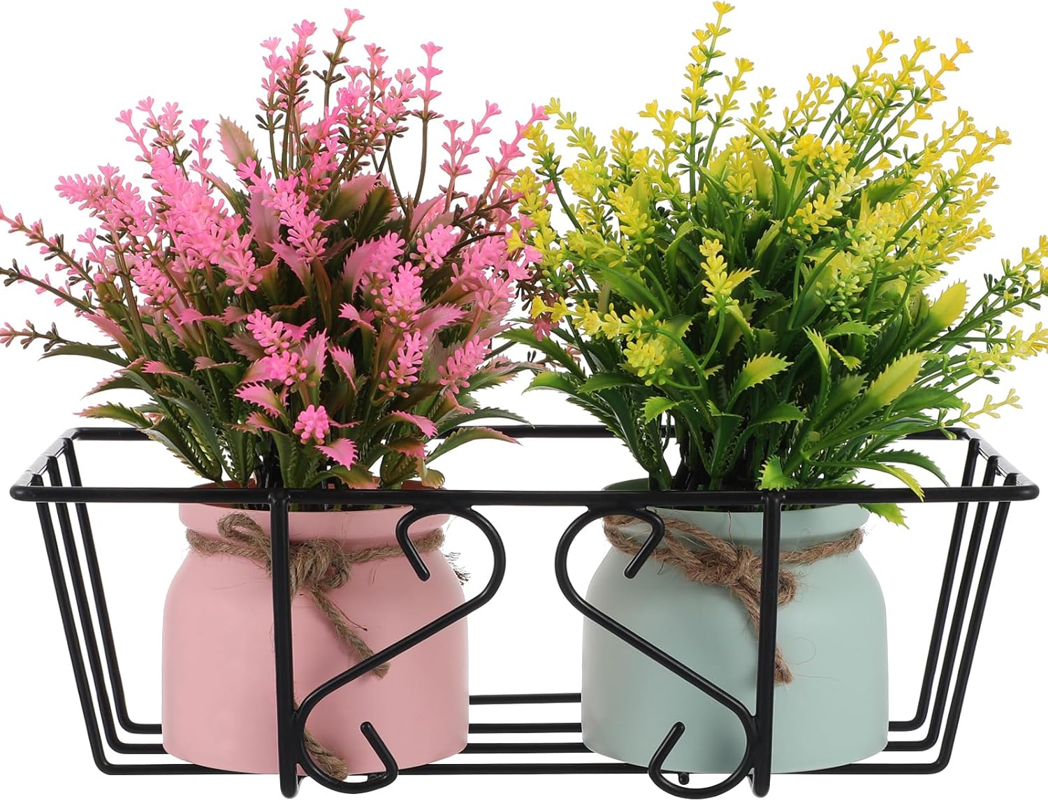 Hemoton Balcony Plant Shelf Basket Iron Flower Pot, Plant Stand- Deck Planter, Hanger Box Stand Rack Railing Planter Container Holder for Indoor Outdoor Garden Patio 45x22x16.8cm