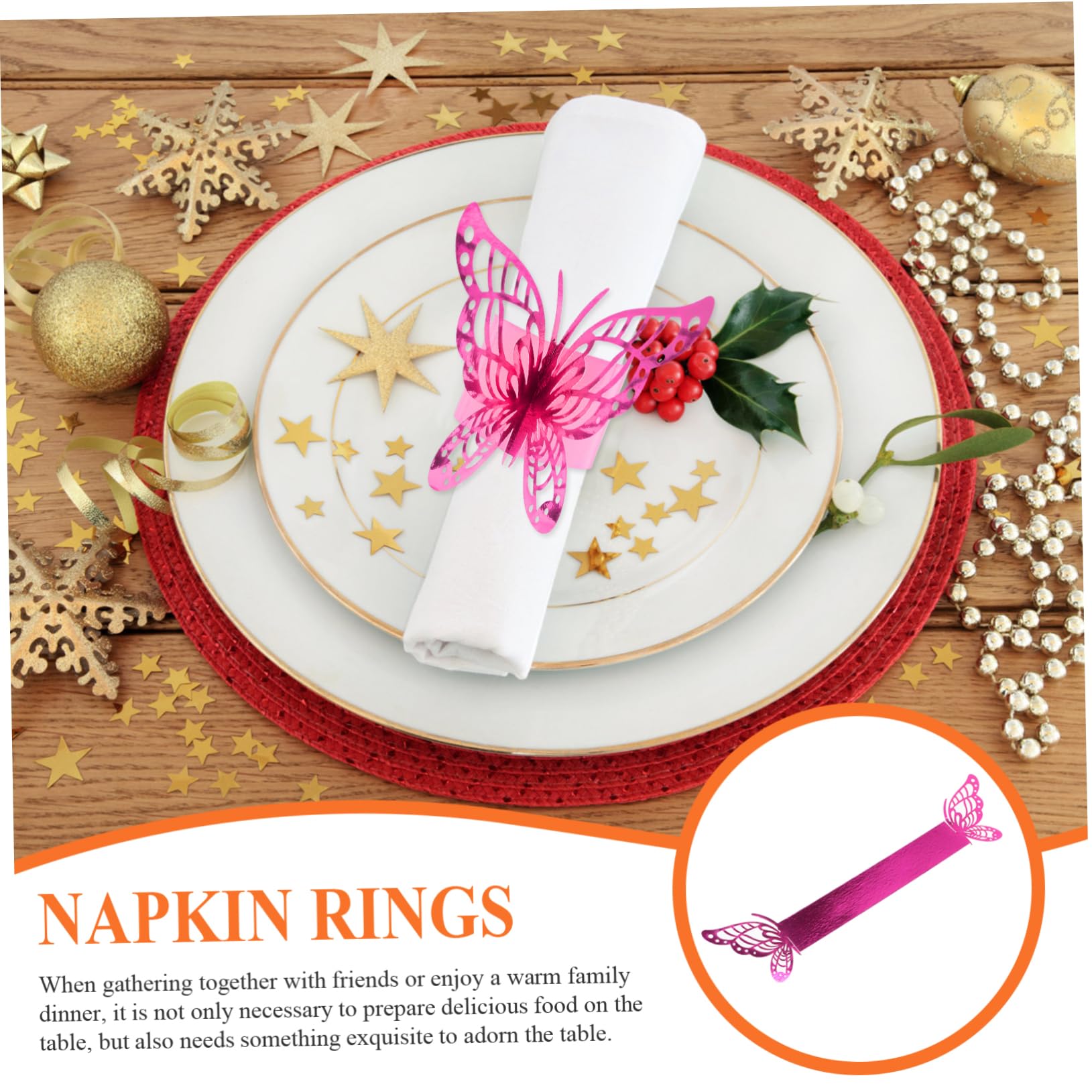 TOPBATHY 150 Pz Fibbia per tovaglioli a farfalla anello tovagliolo portatovaglioli di compleanno decorazioni natalizie addobbi natalizi portatovaglioli di carta da matrimonio tessuto