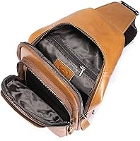 Vista 69 de LUKZIJAES Bolso bandolera de cuero genuino para hombre marrón (#1-Brown)