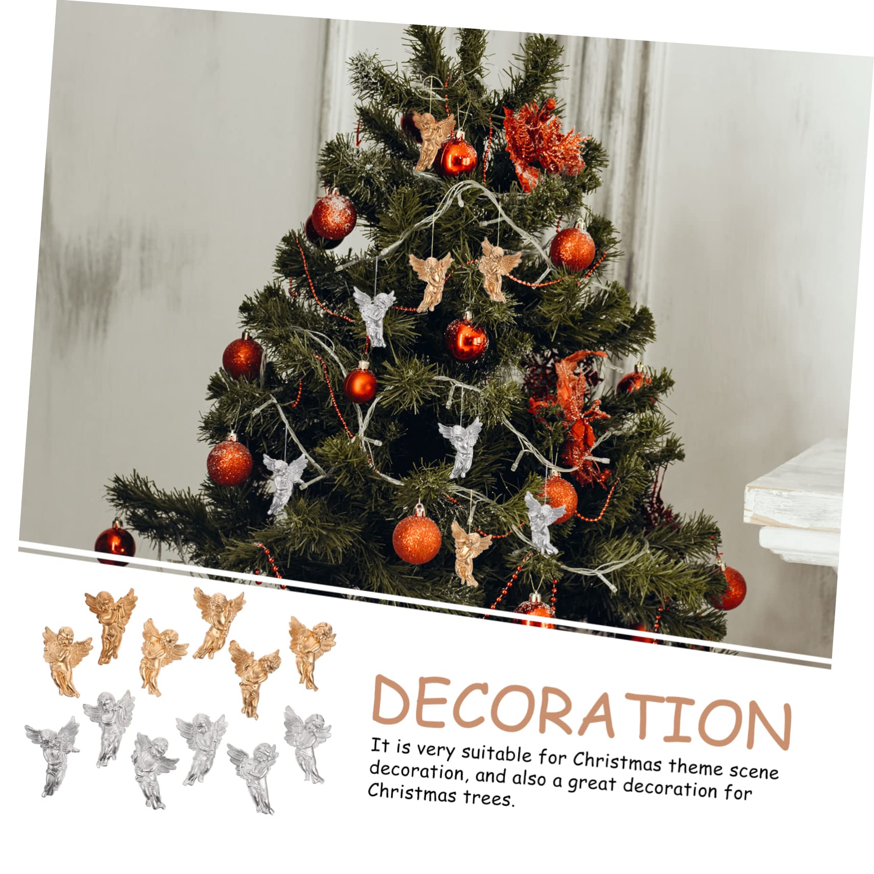 Cabilock 96 Piezas Colgante Ángel de Navidad ángel Cupido Adorno árbol de Navidad Colgando muñecas Christmas Tree Decorations navideños decoración ángeles Colgantes de plástico