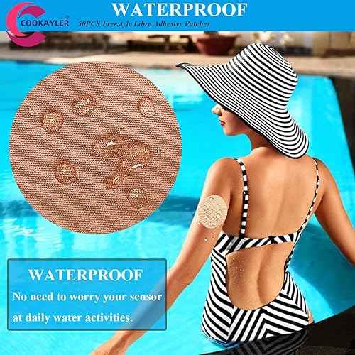 Miniatura 2 de Paquete de 50 cubiertas impermeables para sensores para Freestyle Libre 23, parches adhesivos CGM sin pegamento en el centro, cinta precortada para