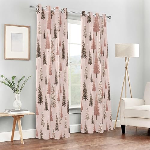 Miniatura 6 de Sparkling Winter Forest Snowflakes Blackout Curtains 84 inches Length Farmhouse Curtains for Window Treatments Vertical Blinds Bathroom Curtains