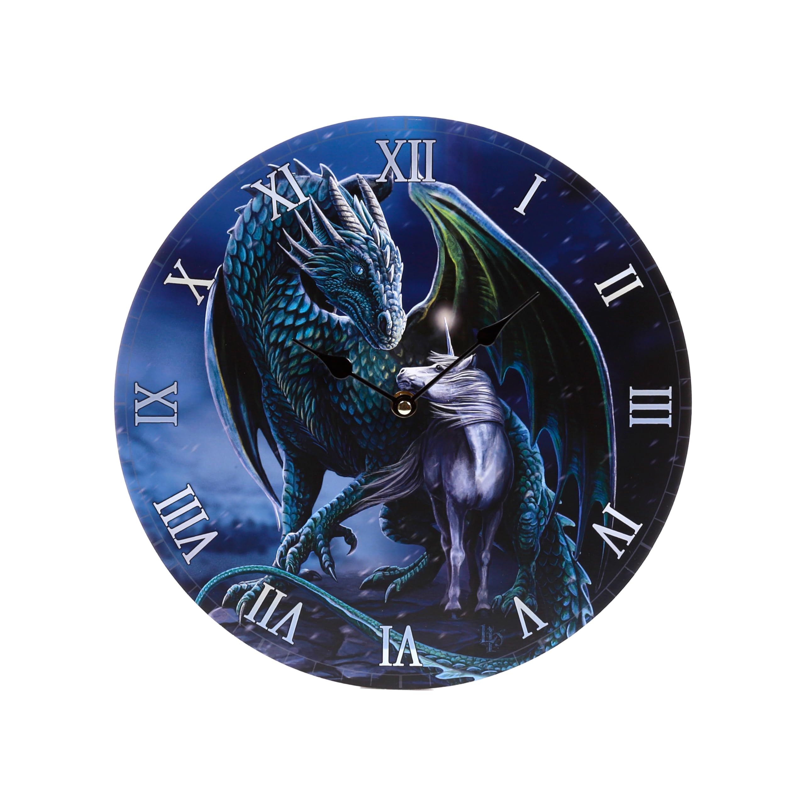 Puckator Men's Multicolour Lisa Parker Protector Magick Dragon & Unicorn Picture Clock - Wall Clock Clocks Cute Cool Preppy Home Gaming Room Bedroom Office Decor Decoration Asthetic Accessories Stuff Things