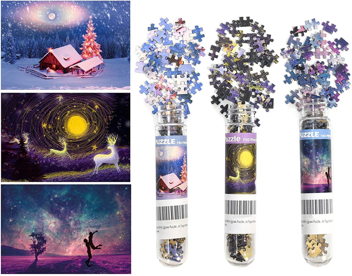 3 Pack Mini Jigsaw Puzzles 150 Pieces for Adults Small Jigsaw Puzzle 6 x 4 Inches House Entertainment Toys Home Decor Puzzles
