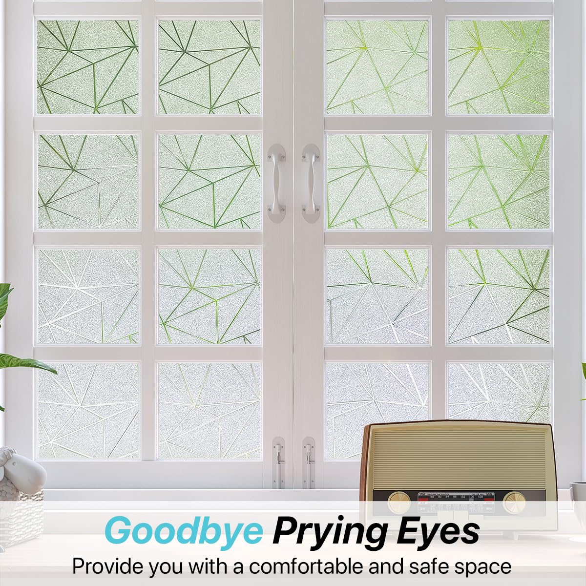 Zindoo Pellicola Privacy per Finestre 44.5x200cm Motivo Poligonale Opaca