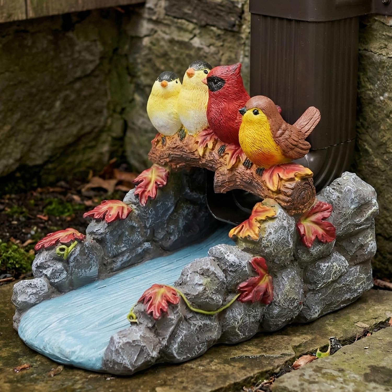 Elenon Birds Decorative Gutter Downspout Extension Statue, Gutter Guardian Rain Downspout Splash Block Outdoor, Garden Rain Downspout Extender for 3" × 4" Downspouts Decor (Mutil)