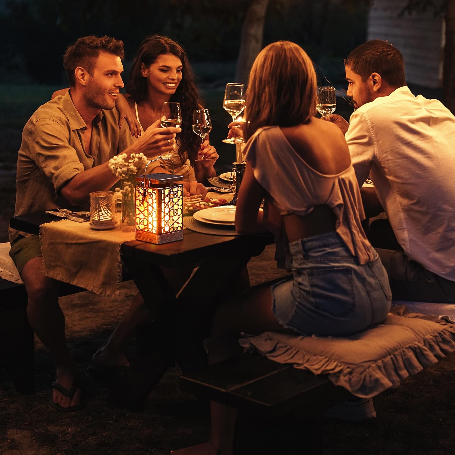 Okeer Solar Flickering Flame Lantern,Upgraded Large Solar Lanterns Outdoor Waterproof,Hanging Solar Powered Lanterns Outside,Led Solar Fire Lights for Patio Yard and Garden 2 Pack (Bronze)
