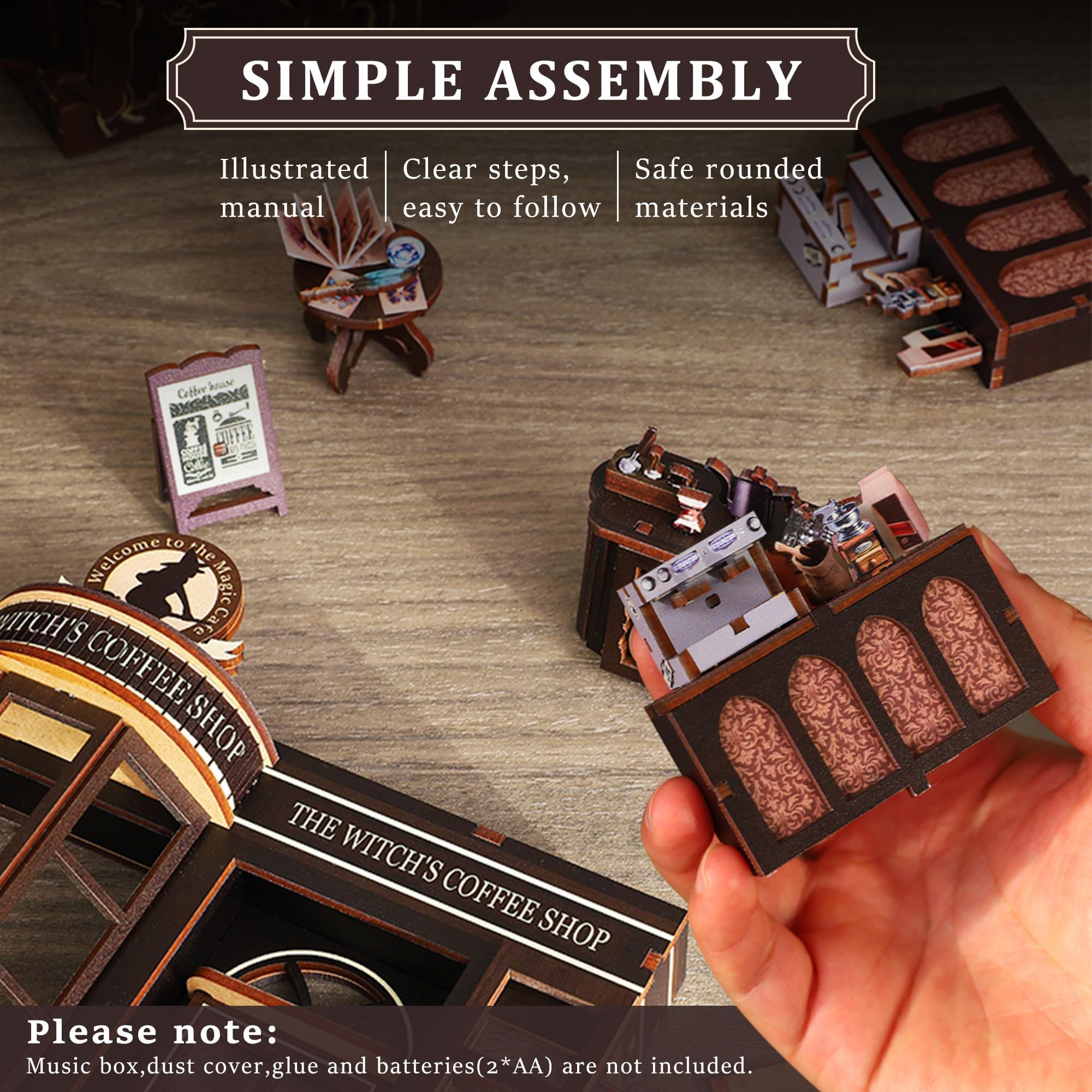 Book Nook Kit dla dorosłych: LUMYCE drewniane puzzle "zrób to sam" miniaturowy domek dla lalek 3D - podpórka na książki do regału na książki dekoracja z oświetleniem LED, kreatywny prezent dla