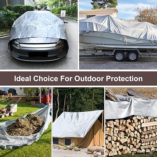 Miniatura 7 de Patiobay Lona resistente de 8 x 10 pies, 16 mil de grosor, impermeable, lona de polietileno para acampar al aire libre, piscina, carpa de coche,