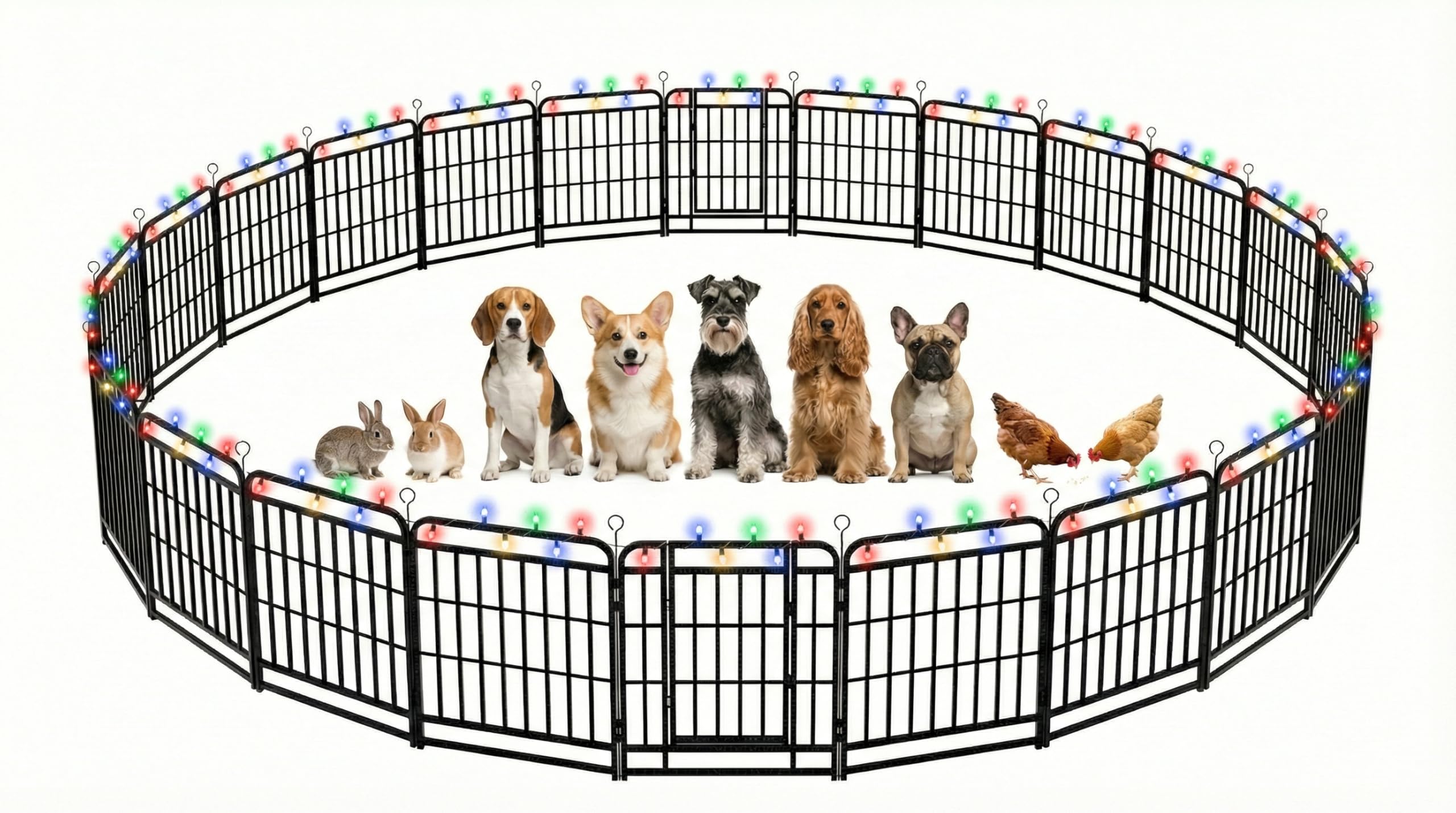 Dog Playpen Outdoor 24 Panels 32'' Rustproof Metal Dog Fence with Gate Small Medium Portable Large Dog Play Pen 54FT, 144 Sq.ft for RV Camping, Trips, Play Yard