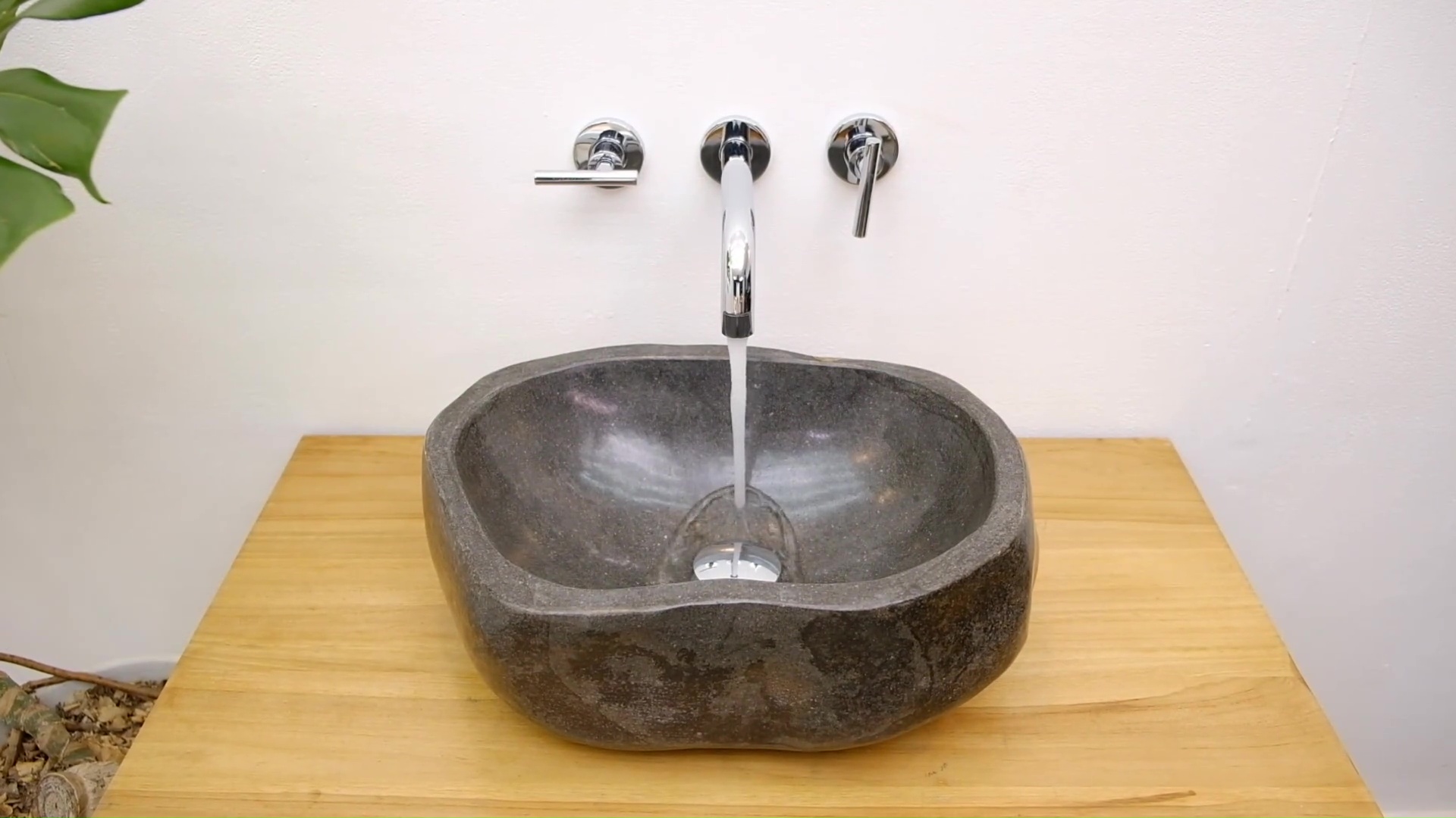 WOHNFREUDEN Naturstein Waschbecken 50cm Oval - Einzigartiges Flussstein Unikat