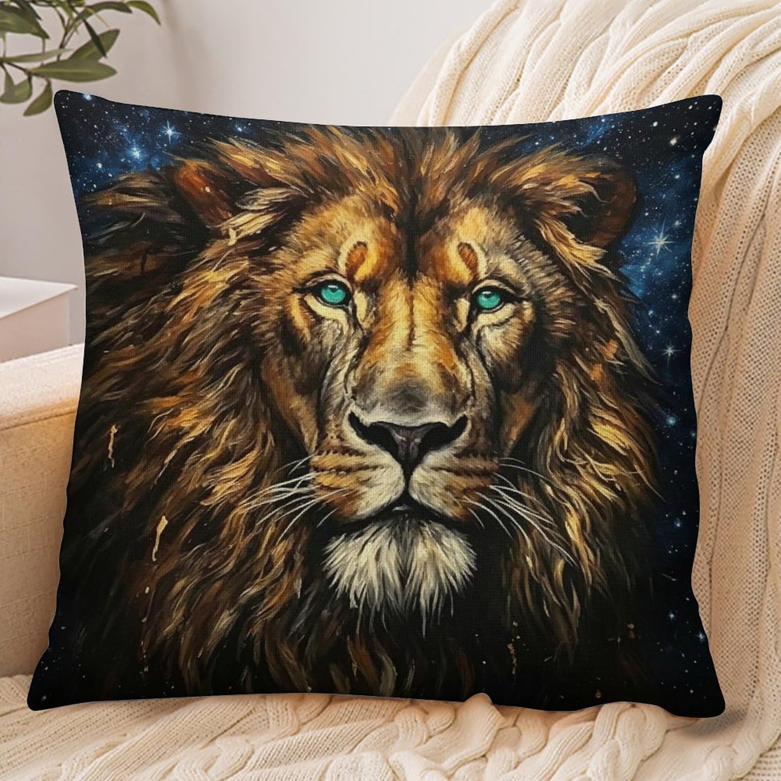 Fekiloot Style Golden-Brown Lion Pillowcase Pillow Sham Pillow Case