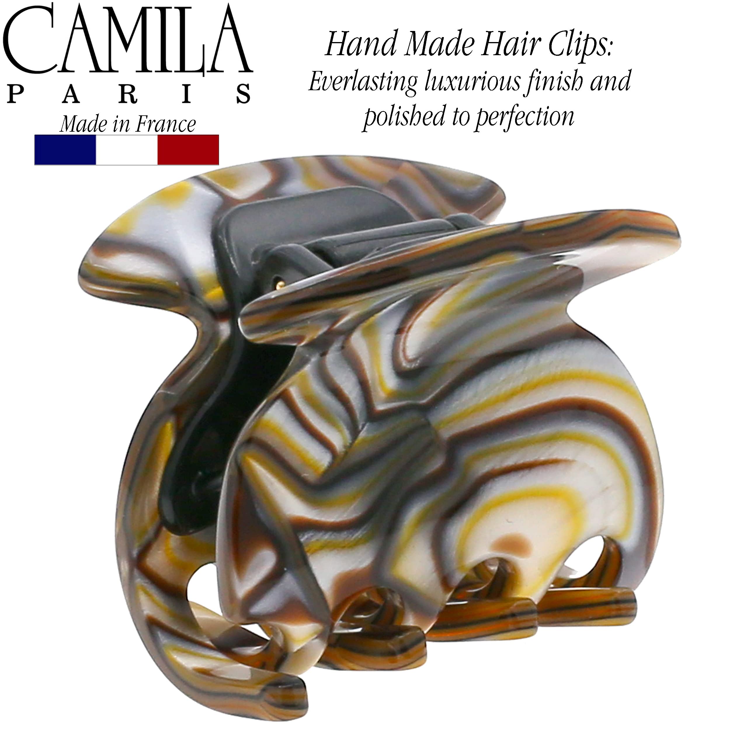 Camila Paris CP3180 Französische Haarspange für Frauen, handgefertigt, Onyx, kleine Mädchen, Haarklammern, langlebig, Styling-Haarschmuck für Frauen, starker Halt, rutschfester Griff, hergestellt in
