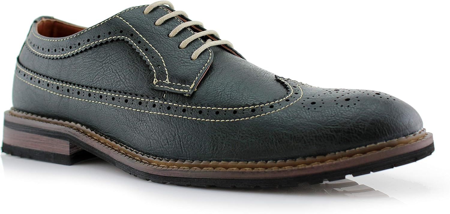Ferro Aldo Phillip MFA19312 Mens Classic Brogue Wingtip Perforated Derby Dress Shoes 7 Green