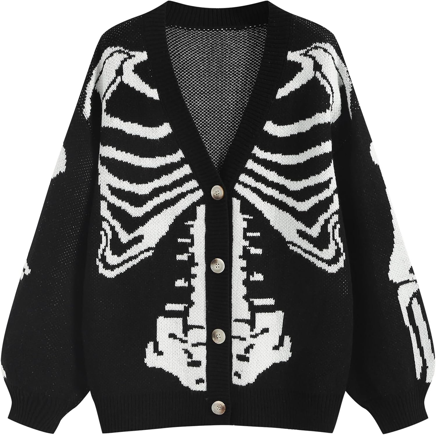 ZAFUL Women's Striped Cardigan Long Sleeve Button Up Open Front Knit Oversized Sweater