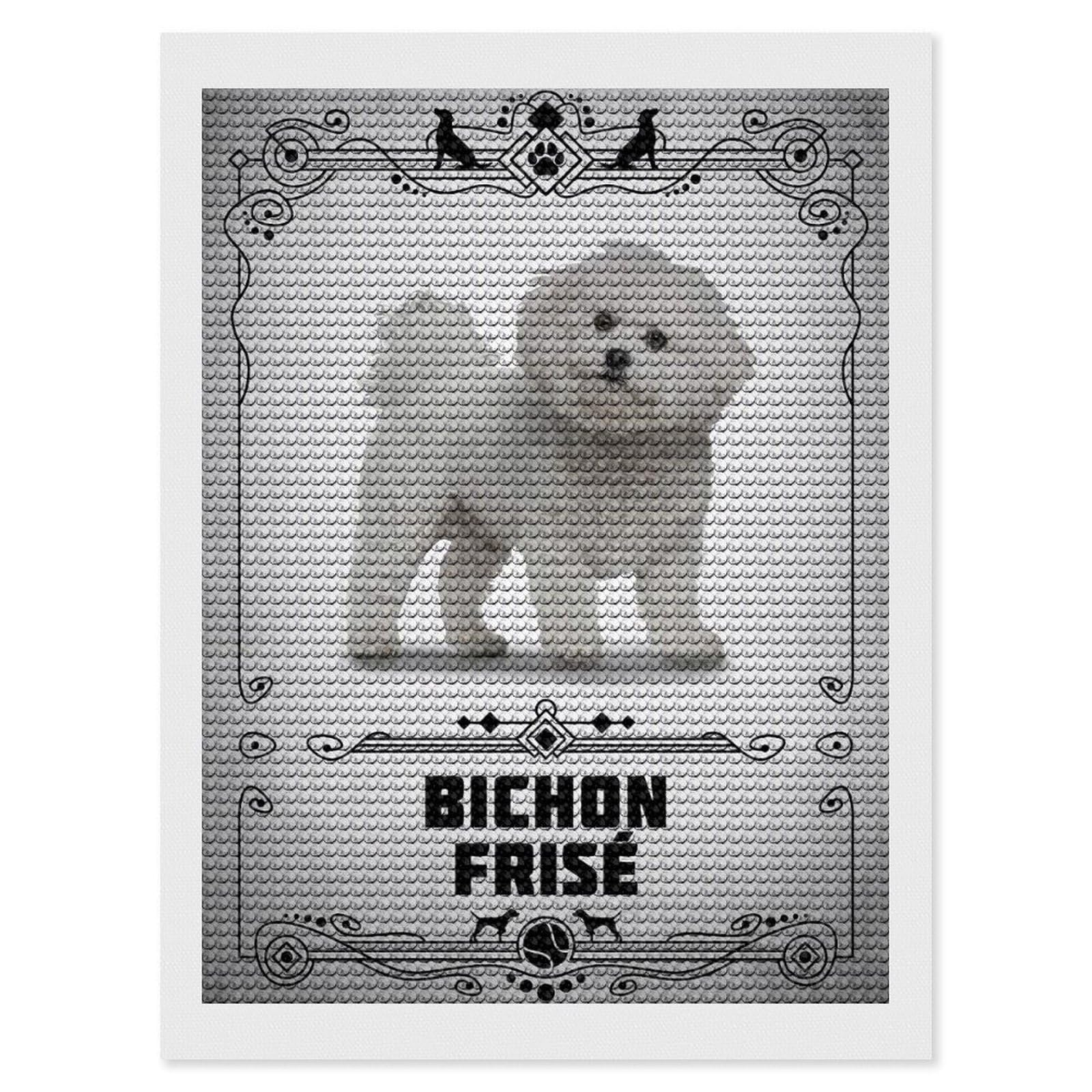 Junmoney Bichon Frise Crystal Diamond Art Kit 12"x16", Modern Decor, Boho Decor, Wall Art Gift, Decorative Artwork, Creative Hobby