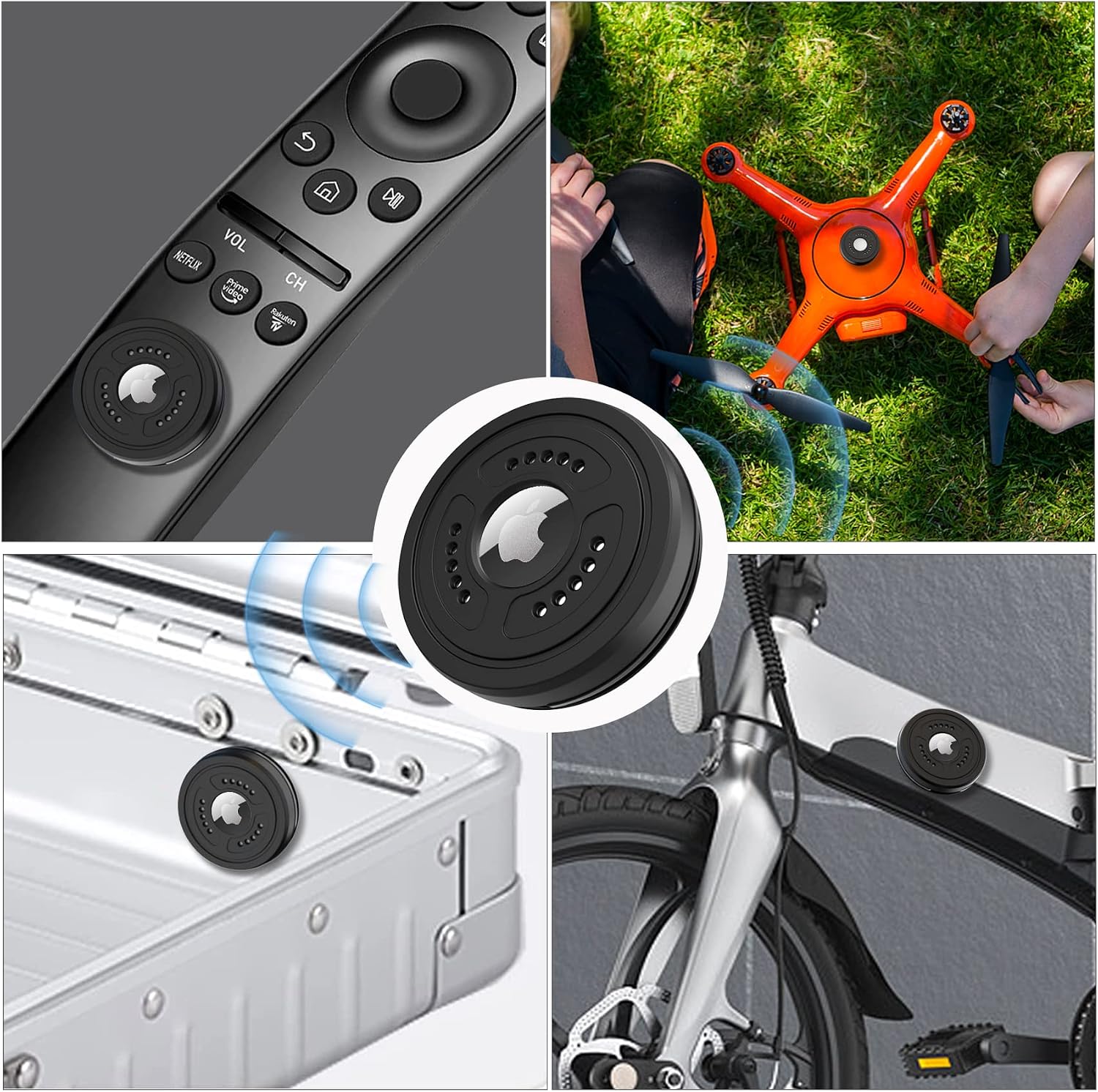 tieuwant 4 pack ipx8 waterproof airtag holder adhesive airtag bike mount full protective airtag case with built in protective film anti scratch air