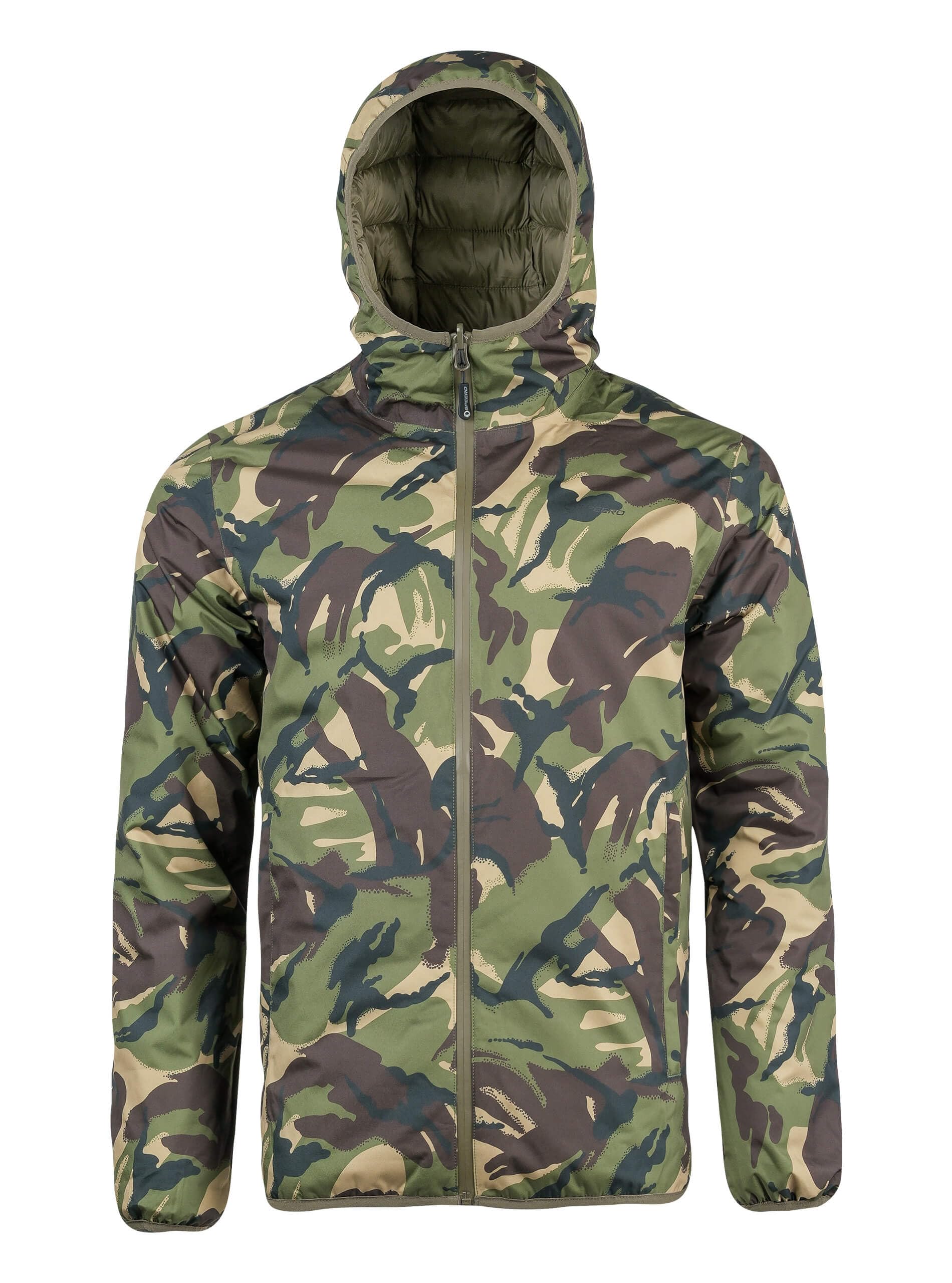 SPEERO Men’s Hooded Reversible Waterproof Jacket - 3-Layer Design, Breatha-Tex Waterproof, Breathable, 200g/m² Insulated, 2 Pockets, Stormproof Zip for Hiking, Walking, Hunting - DPM, M