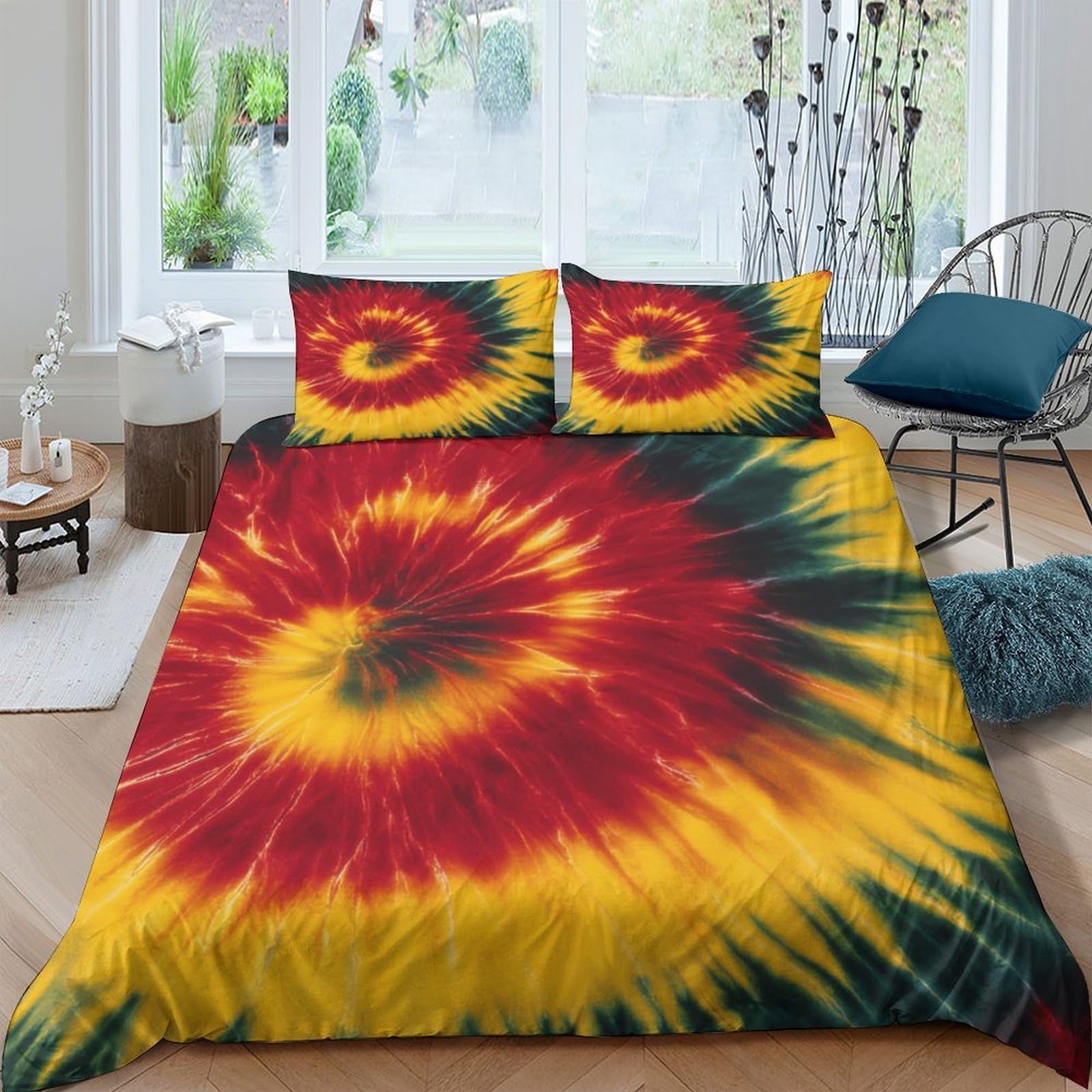 Ctjqhvkz Style-9 3D Printed Tie Dye Spiral Fitted Sheet Microfiber Soft Breathable Psychedelic Swirl Mattress Cover For Bedroom Dorm Mattress Protection Decor Single（135X200cm）