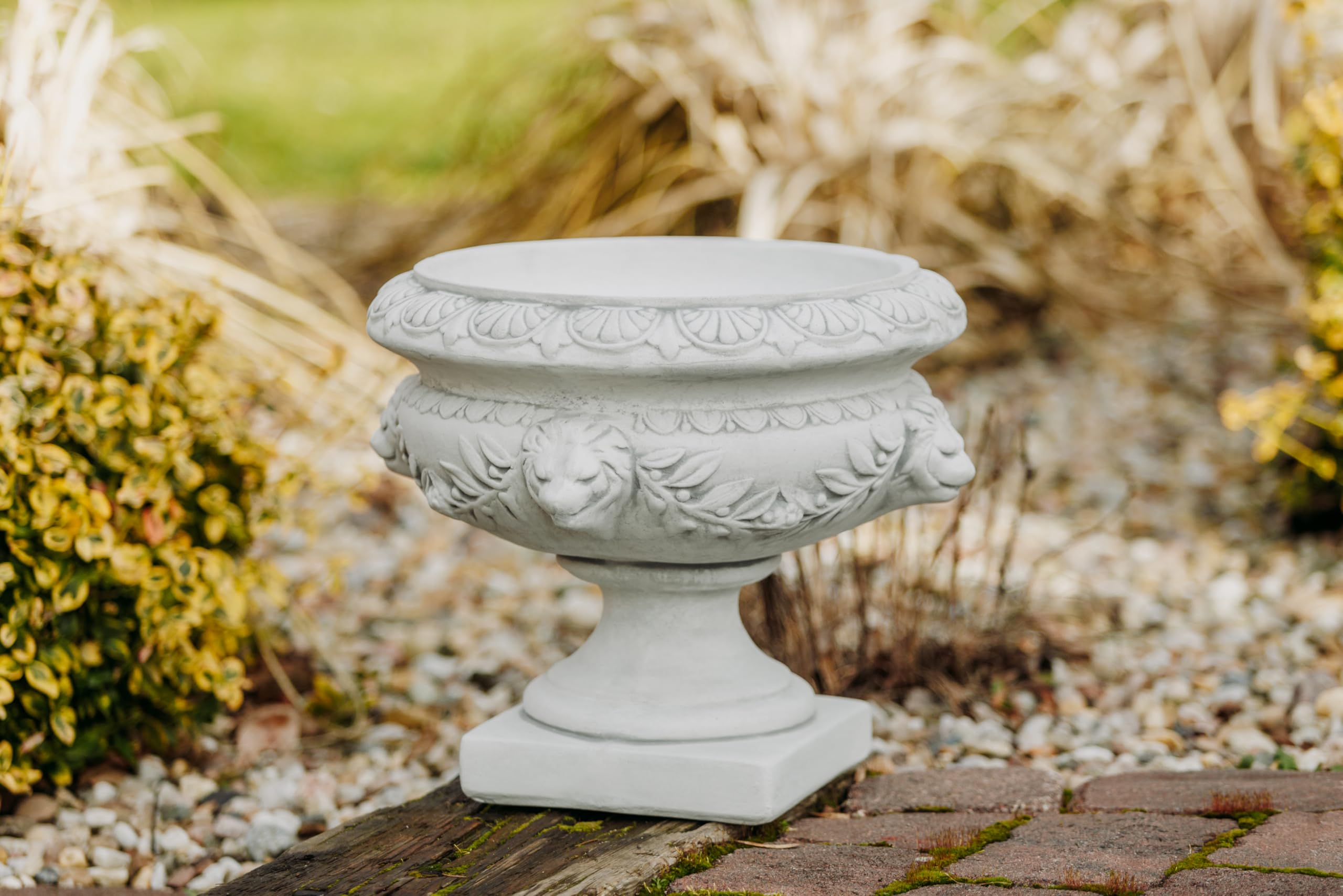 gartendekoparadies.de Doniczka na rośliny w stylu barokowym, z odlewu kamiennego, wys. 35 cm, 10 litrów, 27 kg, szara, odporna na mróz do użytku na zewnątrz