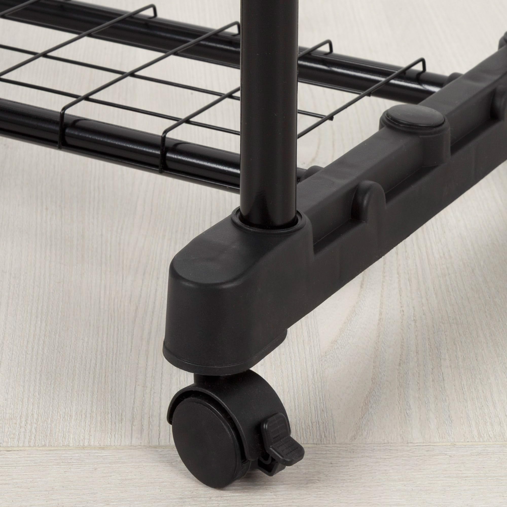 AKTIVE MAX Home Perchero de Ropa Altura Ajustable, 81x44x160 cm, Peso máximo soportado X, con balda para Zapatos, con Ruedas, Doble Barra, Moderno, Negro y Acero, Minimalista (18805)
