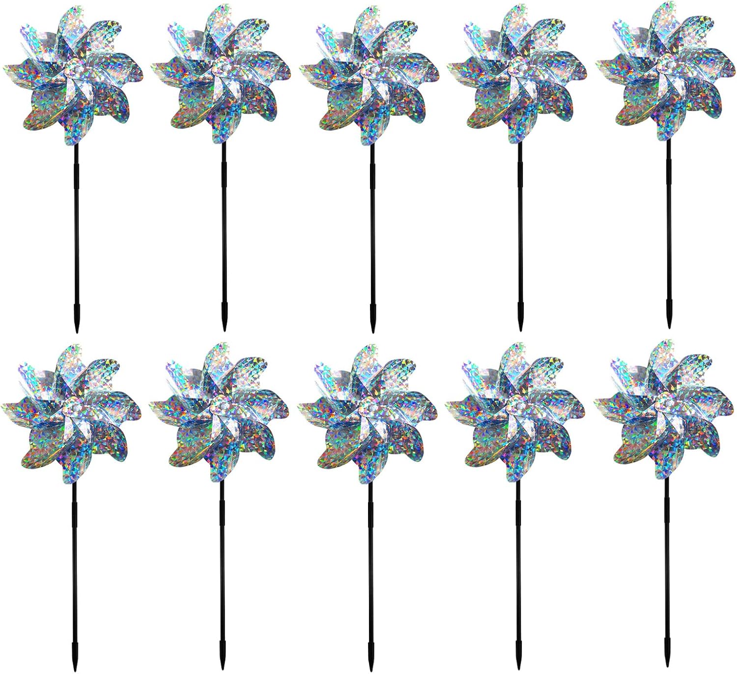 10 unidades de ahuyentador de pájaros, molino de viento reflectante, molino de viento reflectante, ahuyentador de pájaros, molino de viento reflectante para balcón, jardín, huerto, patio (B)
