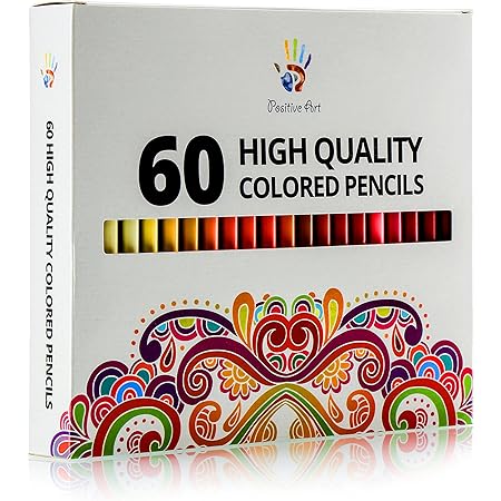 Positive Art Colored Pencils—60 Unique Colors Premium Pre-sharpened—Perfect for adult coloring books,Drawing, Sketching, and Crafting Projects — Bold,Vibrant Colors —3.3mm Precision Tips