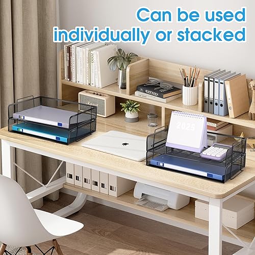 Miniatura 5 de Bandeja organizadora de papel apilable de 4 niveles para escritorio, accesorios de escritorio de oficina, organizador clasificador de papel para