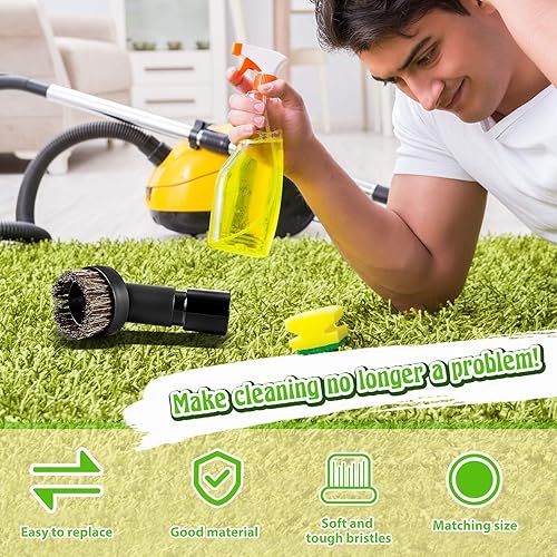 Miniatura 6 de Honoson Paquete de 2 accesorios para cepillo de vacío, cepillo redondo para polvo, limpiador de cerdas, repuesto negro de 1-1/4 pulgadas con