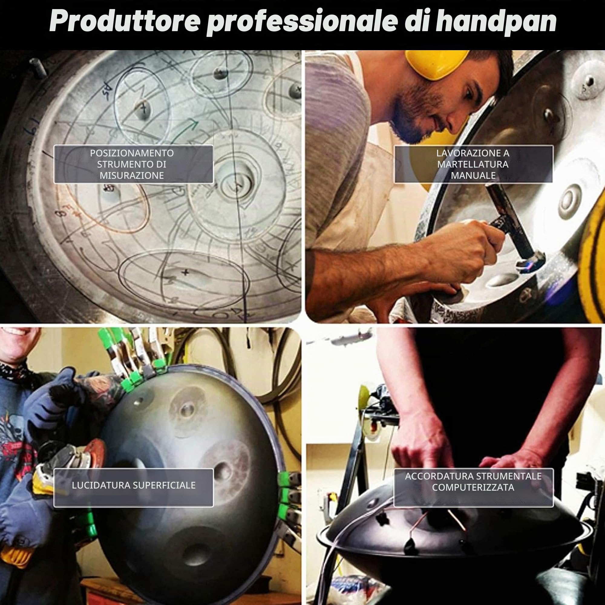 Handpan, Steel Drum, Hand Pan, Tamburo in Acciaio, Oro Metallicoento | 18 Pollici 46cm 9 Note G Minore Principiante Handpan Drum per Meditazione e Yoga, Tamburo a Mano con Borsa e Supporto