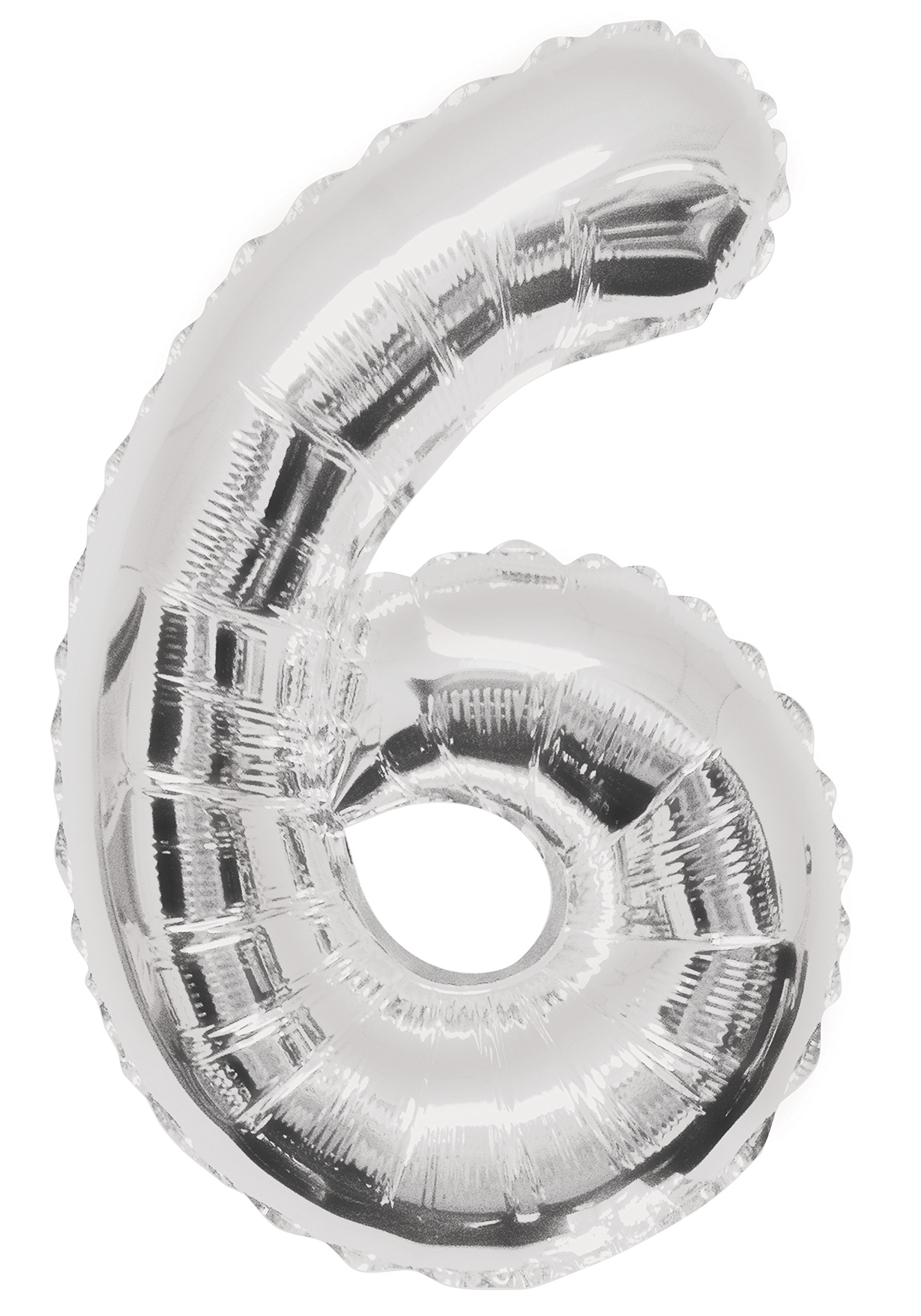 Unique Party 55756 - 34" Giant Silver Foil Number 6 Balloon