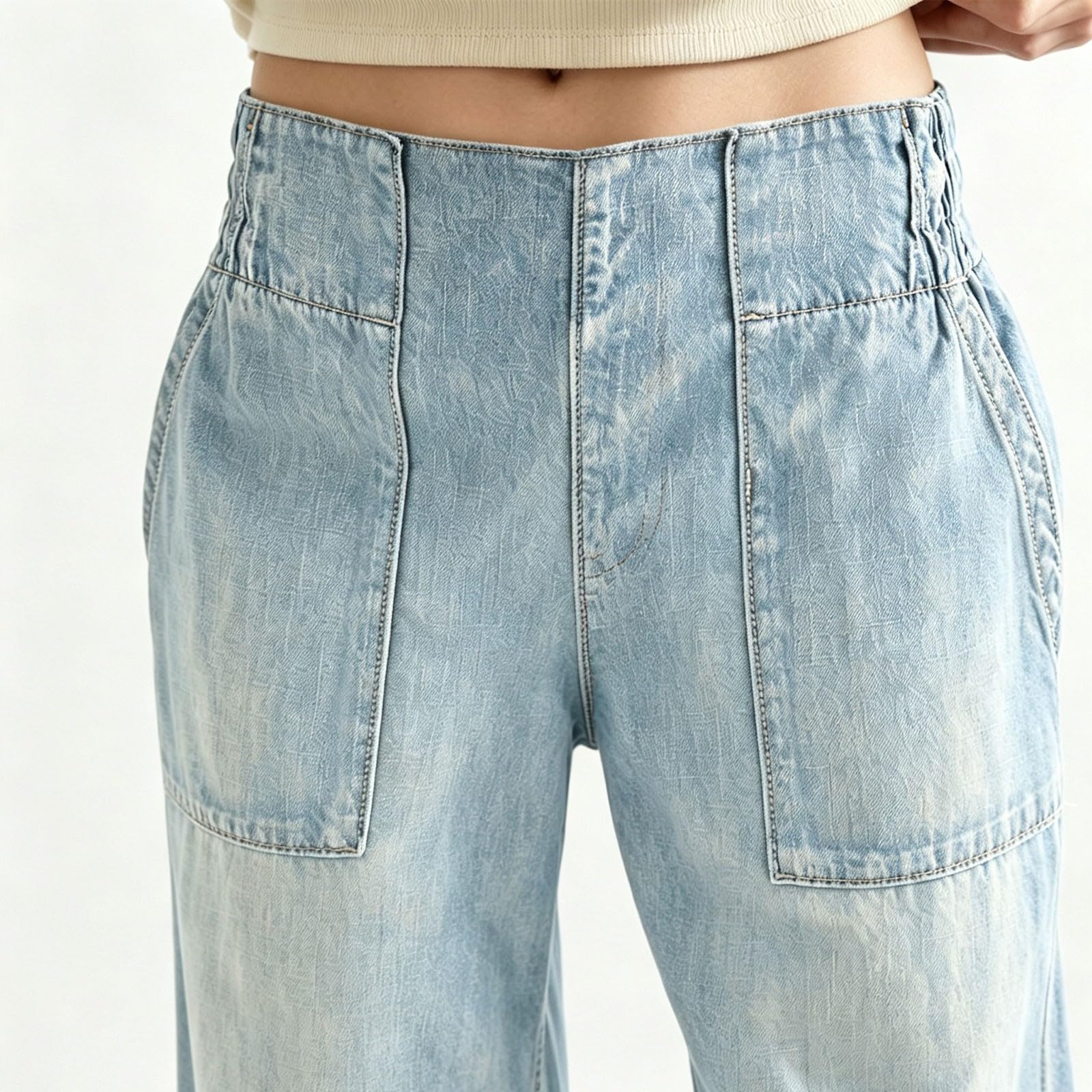 Jeanshose Damen High Waist Weites Bein - Denim Hose Damen Elegant | Locker Jeans Straight Jeanshosen Harajuku Palazzohose Mit Taschen Sommerhose Große Größe Cargohose Y2K Streetwear Denimhose