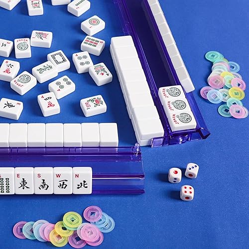 Miniatura 6 de GUSTARIA Mah Jongg - Estante y empujador de azulejos todo en uno, combo de estante y empujador de acrílico transparente, modernos bastidores de