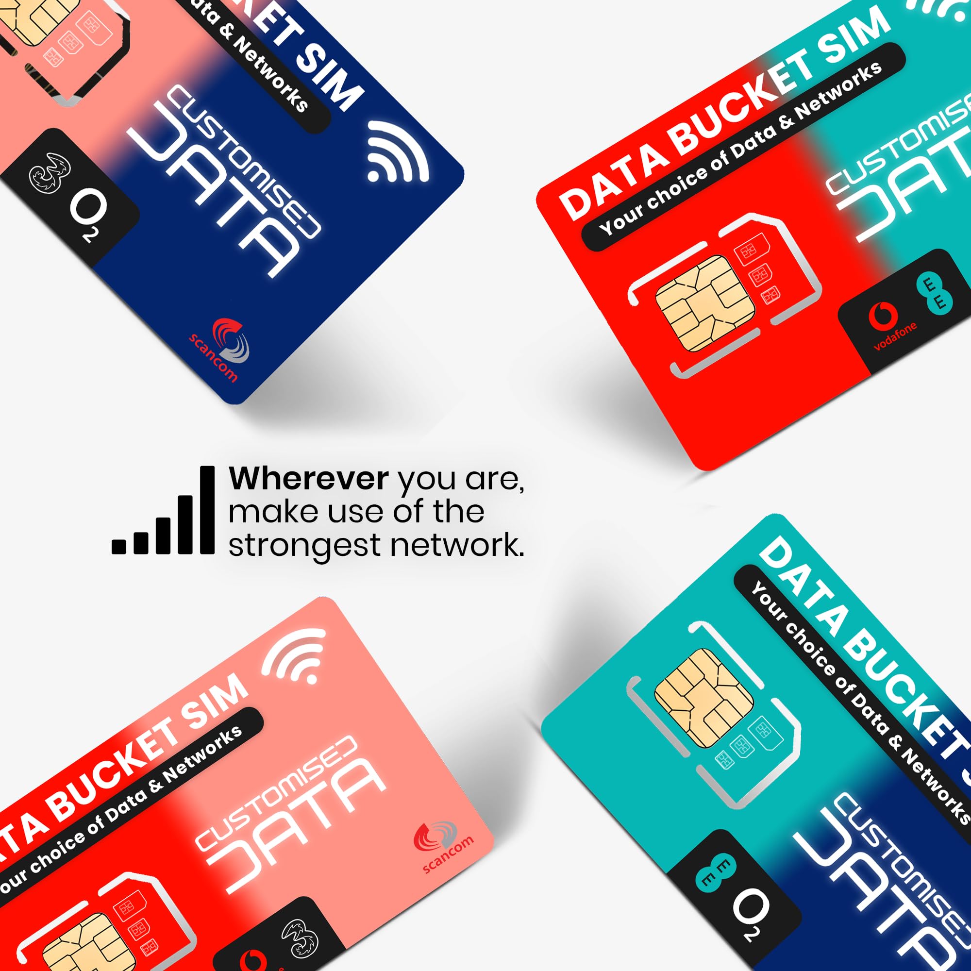 Scancom Construisez votre propre carte SIM de données – Choisissez votre combinaison Data Bucket entre EE, Trois, O2 et Vodafone (EE et Trois, 75 Go)