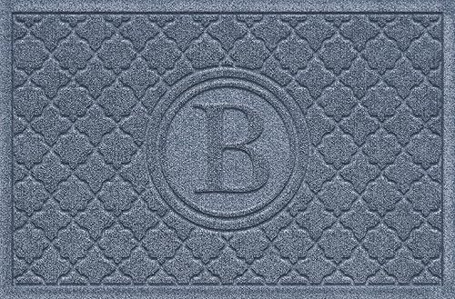 Bungalow Flooring Tapete con monograma Waterhog para puerta, 2 x 3 pies, fabricado en Estados Unidos, personalizable, antideslizante,