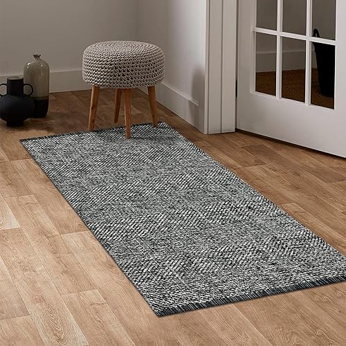 Miniatura 2 de LEEVAN Alfombras de cocina lavables de 2 x 4.3 pies, color negro, bohemio, alfombras de baño, de algodón, reversible, alfombra de entrada de granja,