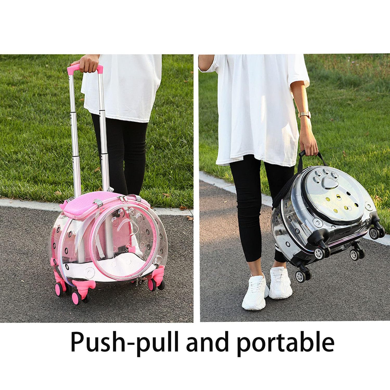 Transportín para gatos con ruedas, aprobado por aerolíneas, alfombrilla extraíble para gatos y cachorros de hasta 8 kg