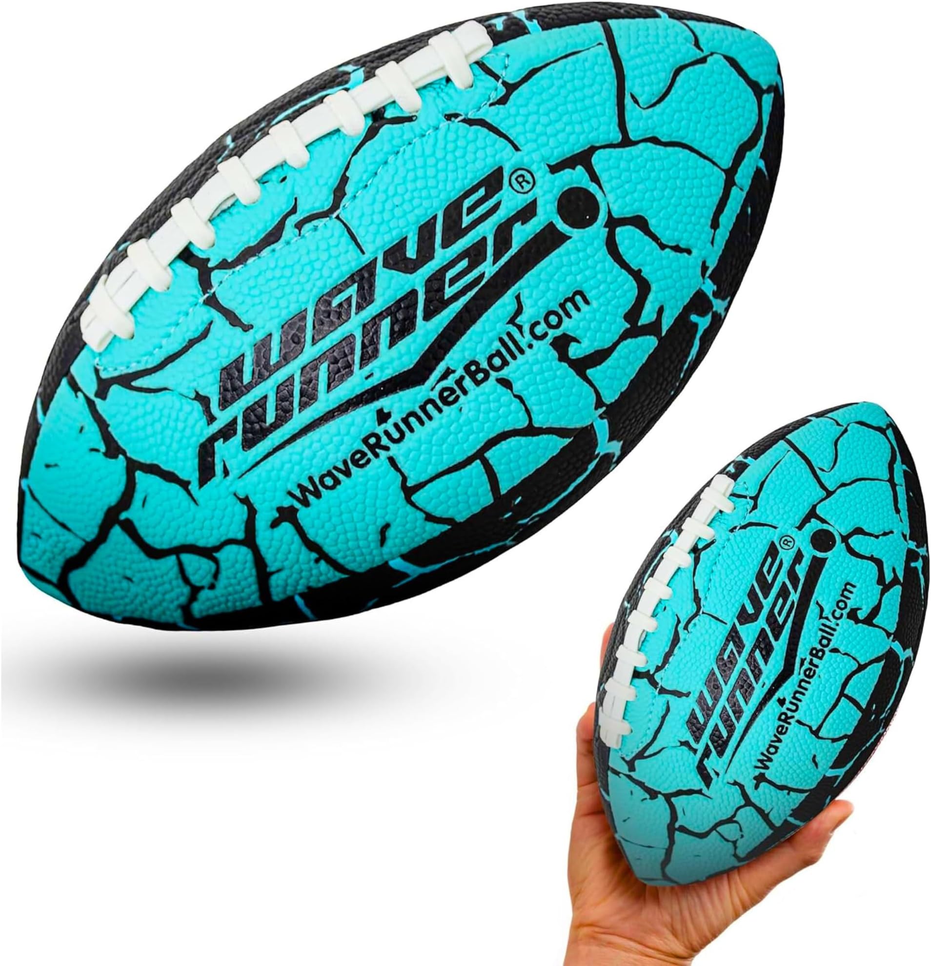 Wave Runner Grip It Waterproof Junior Size Football, 9.25 Size, Durable & Double Laced, Perfect for Beach Accessories, Kids Games, Pool Toys, Outdoor Games, All-Weather Indoor & Outdoor Play