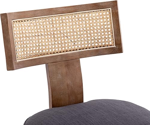 Miniatura 6 de VESCASA Sillas de comedor tapizadas de lino con patas de madera natural, sillas de comedor acolchadas con respaldo abierto curvado de ratán para