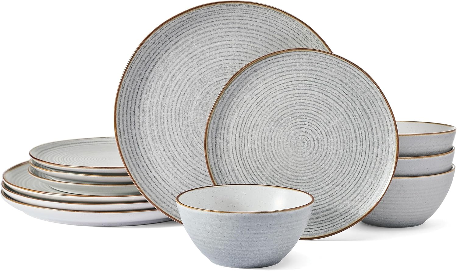 Pfaltzgraff Rowan Gray 12 Piece Plate Bowl Dinnerware Set, Service for 4 (Gray) Thumbnail