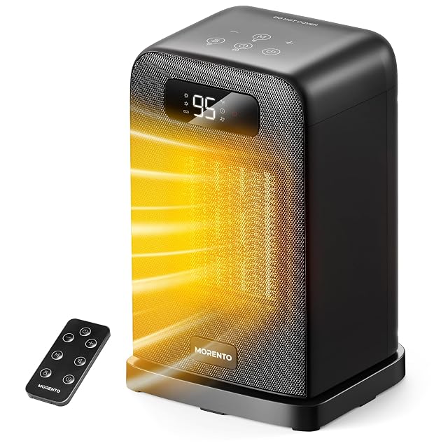 MORENTO Space Heater Portable Space Heaters for indoor Use Auto Temperature Control LED Display Electric Heater ECO Mode