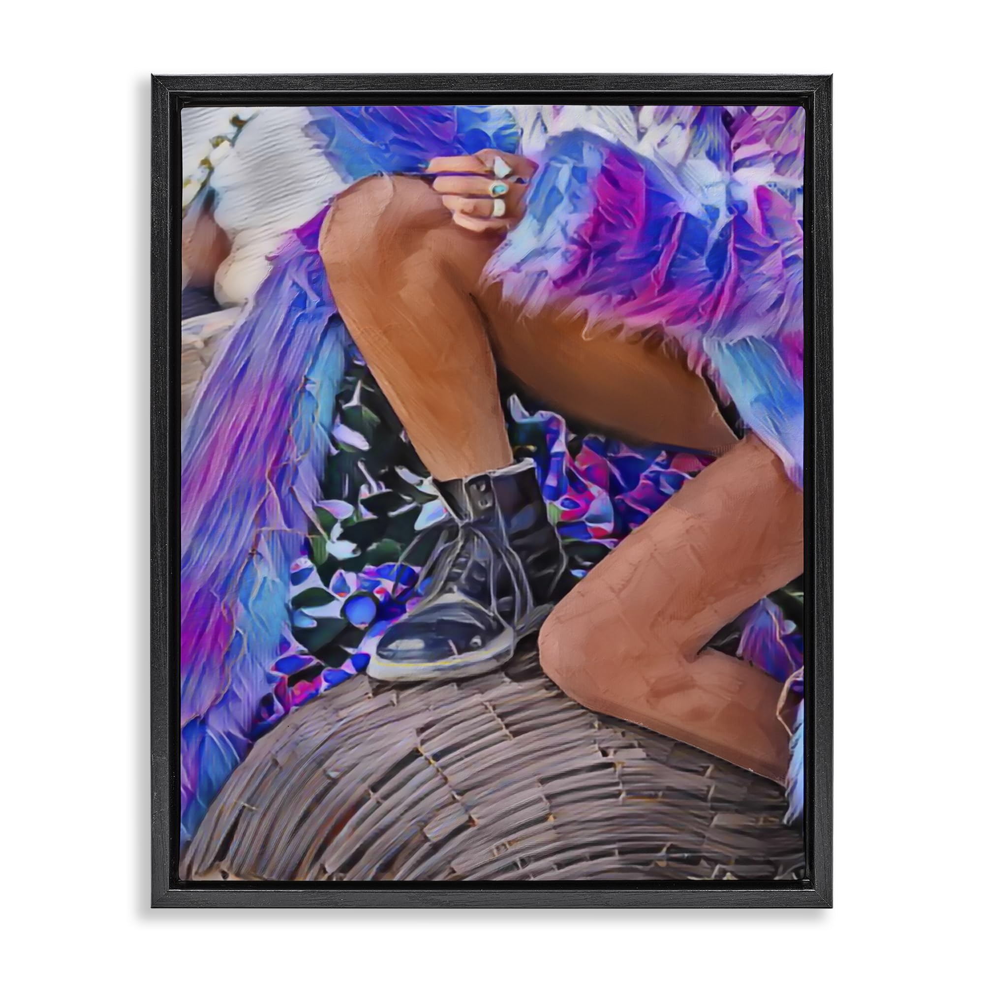 Stupell Industries Purple Fur & Boots Black Framed Floater Canvas Wall Art, design by Jesse Keith, 21 x 17
