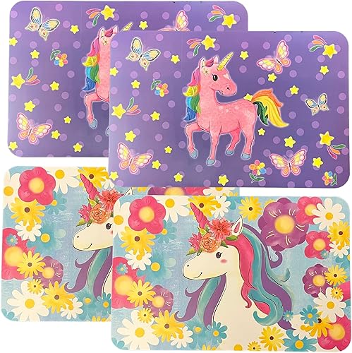 CounterArt - Juego de manteles individuales de plástico flexible reversible de fácil cuidado, paquete de 4, 2 de cada uno, fabricado en los Estados