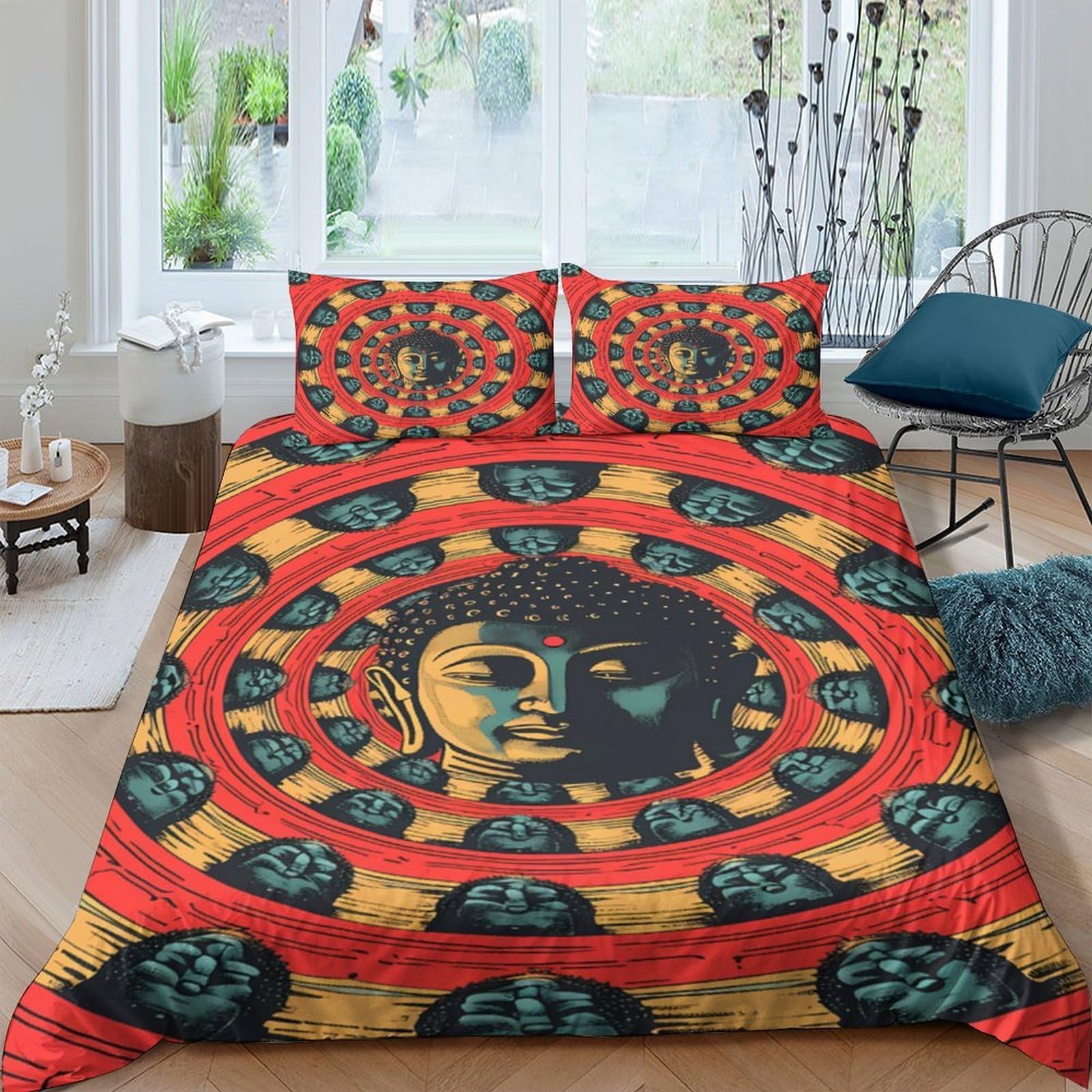 Ctjqhvkz Style-9 3D Printed Buddha Mandala Fitted Sheet Microfiber Soft Breathable Psychedelic Art Bed Cover For Bedroom Dorm Mattress Decor Single（135X200cm）