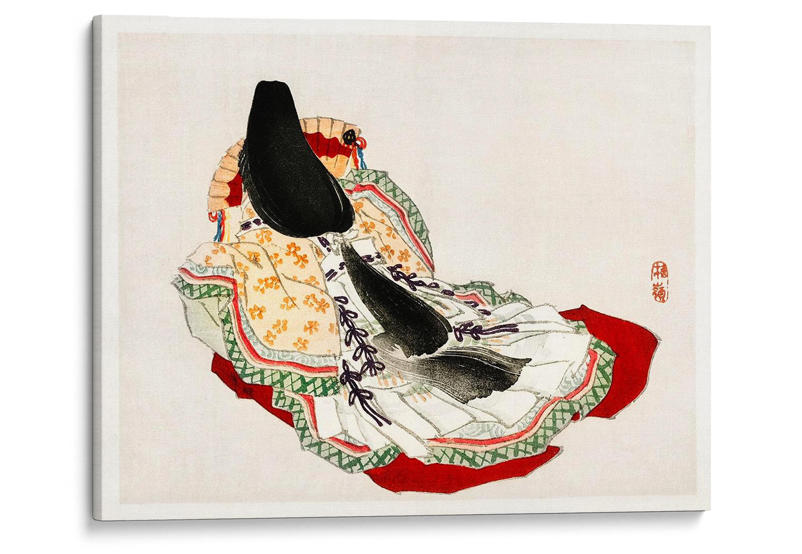 bpaA Lady In A Kimono Canvas Wall Art Print by Kono Bairei, Framed Picture Home Decor 102x81 cm (40"x32")