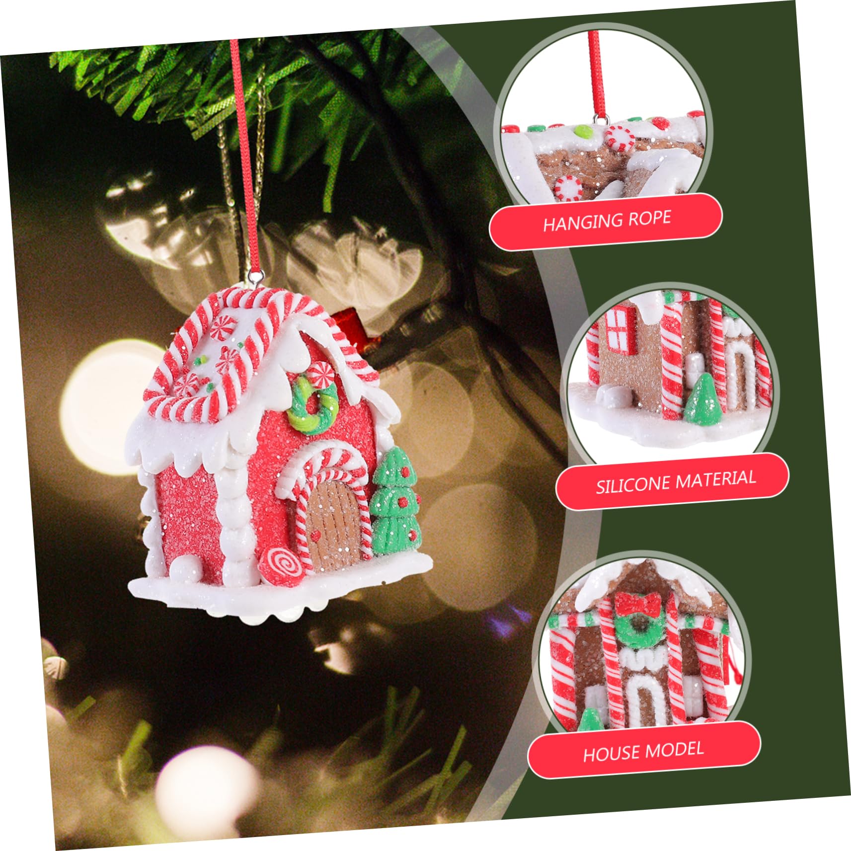 Cabilock 2 Ensembles Pendentif De Maison De Noël Mini Arbre De Noël Artificiel Porte Mini Maisons De Village De Ornement De en D'Épice Décoration De Bureau 3 pièces * 2