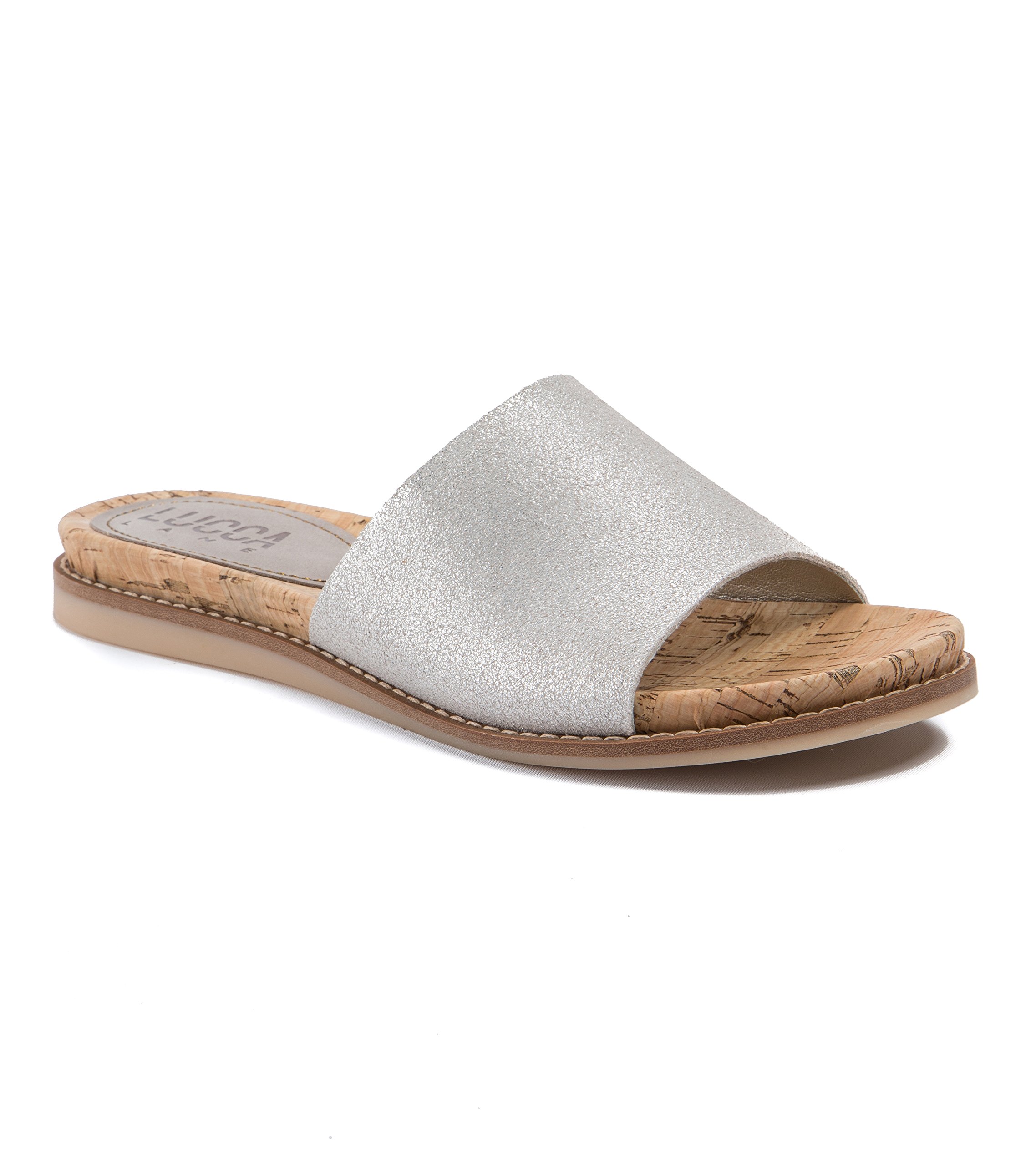 Lucca Lane Womens Valia Fabric Open Toe Casual Slide Sandals